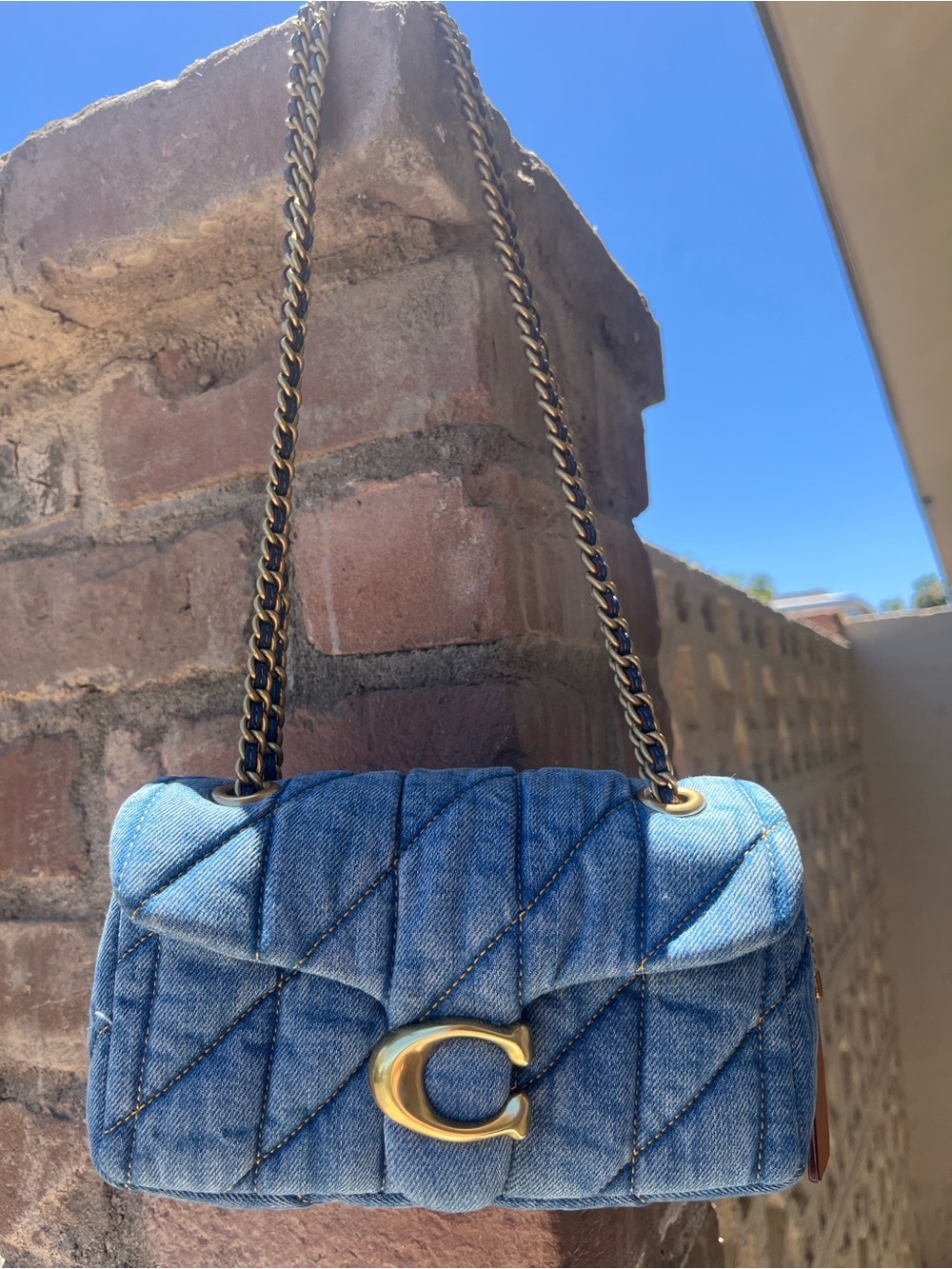 Coach Quilted Denim Tabby Shoulder Bag with Signature C Indigo - Picture 3 of 6